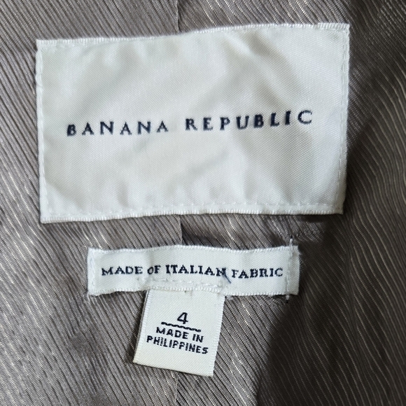 Banana Republic Wool Blend Brown Herringbone Applique Raw Seam Snap Blazer - Picture 8 of 10